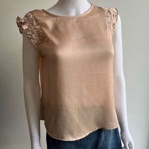 IRIS | Champagne Ruffle Sleeve Textured Sleeveless Blouse